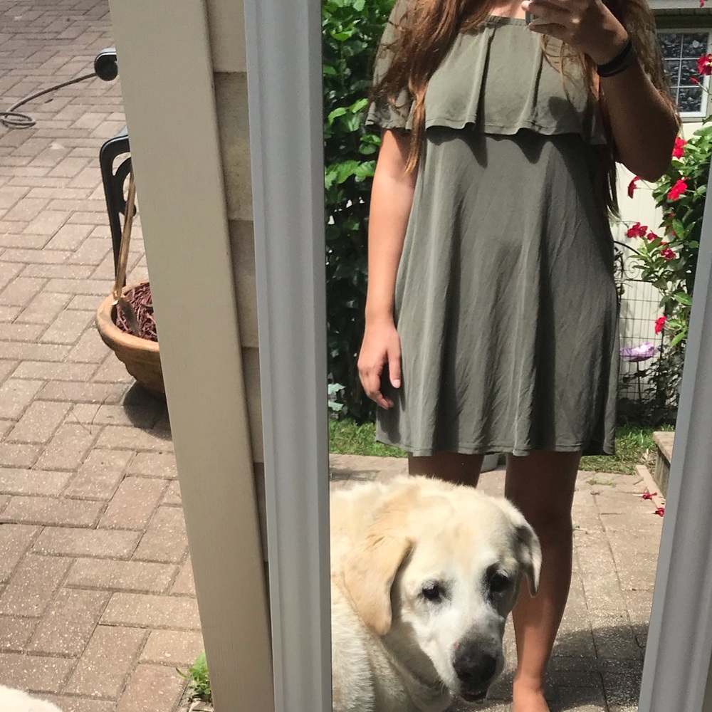 Off the Shoulder Green Dress